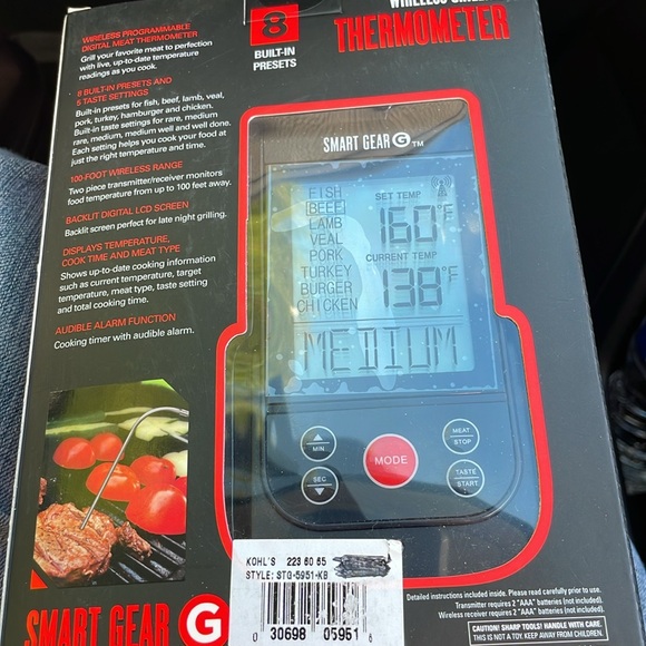 Wireless Grilling Thermometer Smart Gear 8 Built-in Presets NEW in Box - Picture 2 of 3